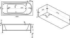 Bas Акриловая ванна Бриз 150x75 с гидромассажем – фотография-4